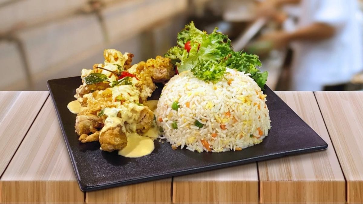 Fried Rice with Salted Egg Chicken Chop - Recipe